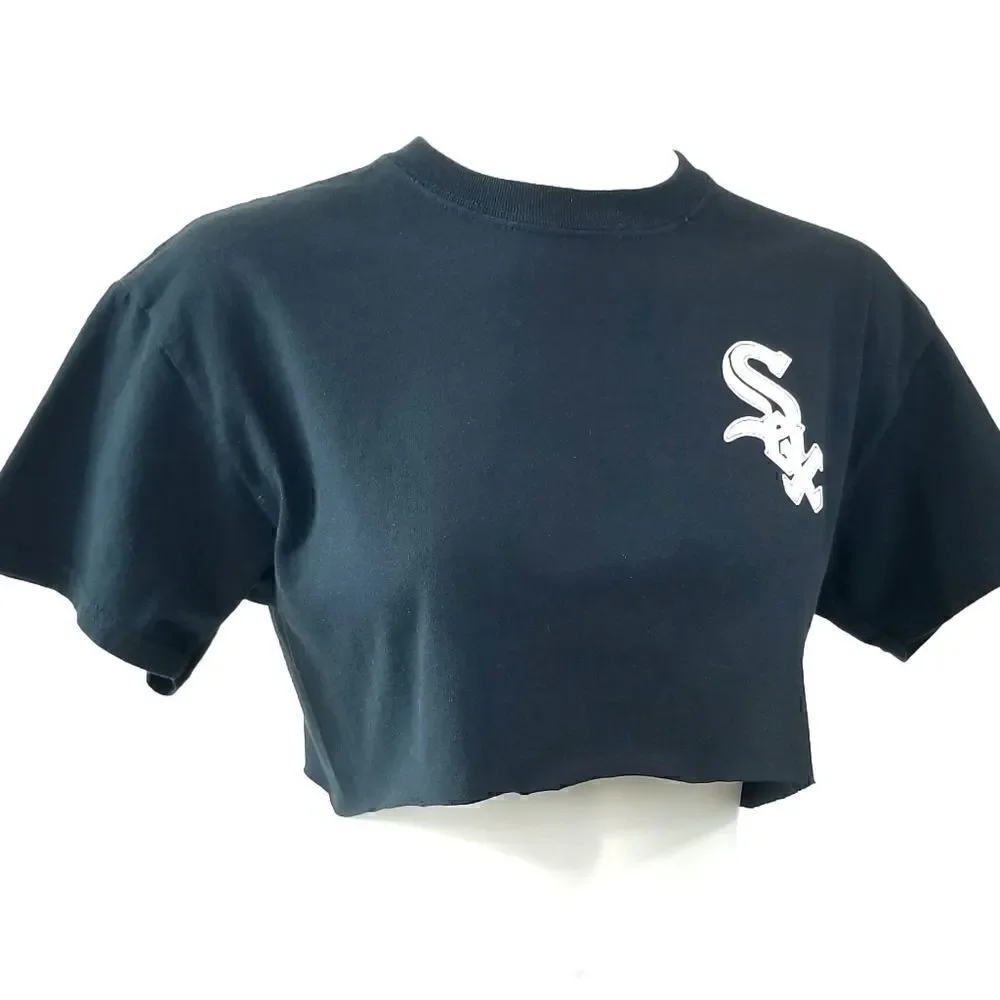 Chicago White Sox MLB Cropped Crop Top Baseball Jersey Tee reworked vintage y2k - Picture 2 of 6